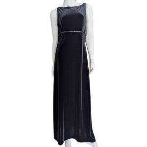 Black Velvet Maxi Dress Large Empire Waist Party Occasion Witchy Whimsigoth‎ 90s